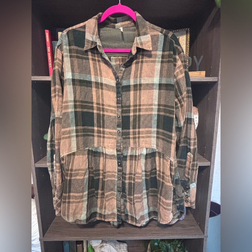 Free People Olive Green Textured Top